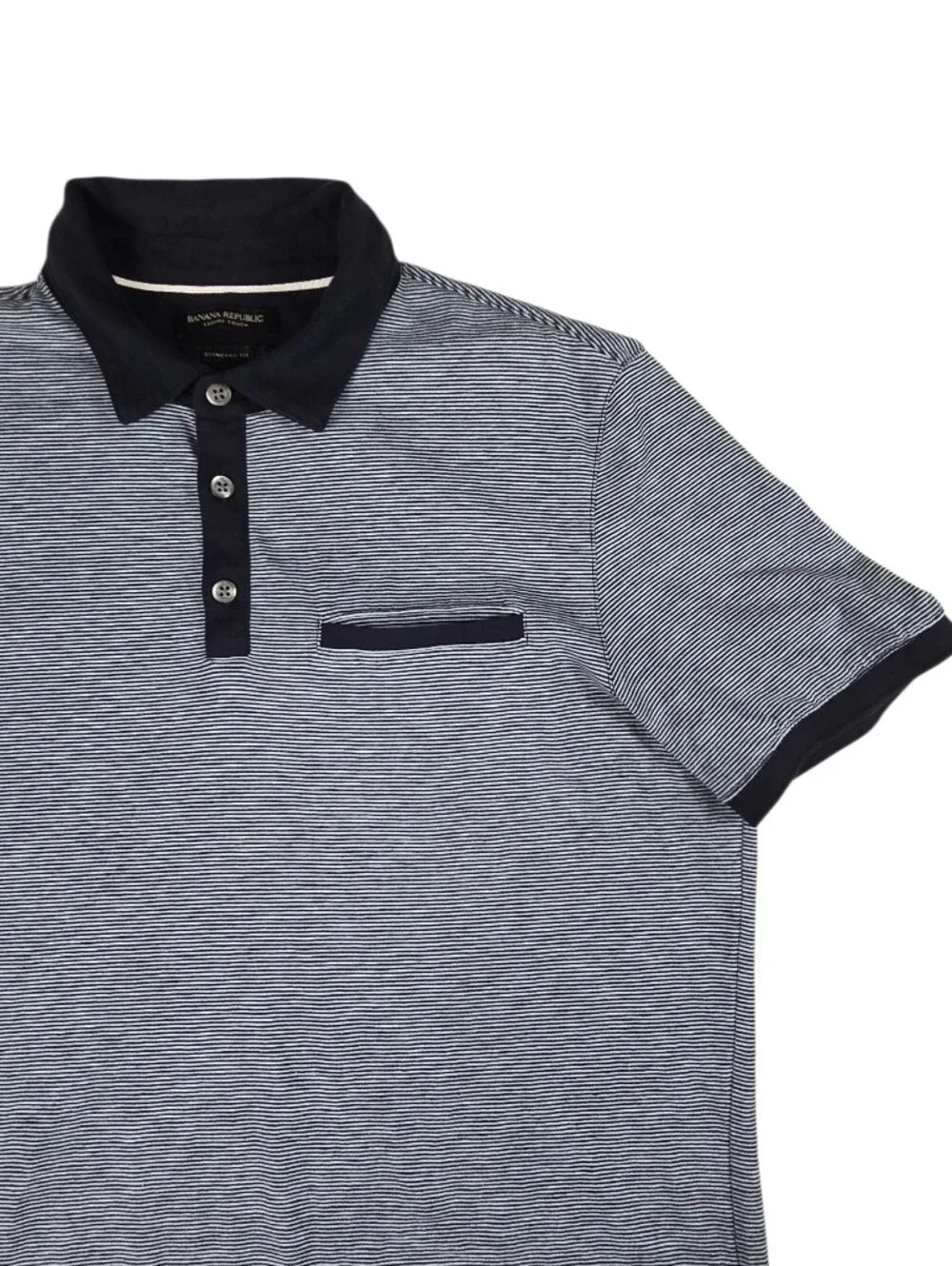 Banana Republic Luxury Touch Standard Fit Short Sleeve Polo Shirt Striped Large
